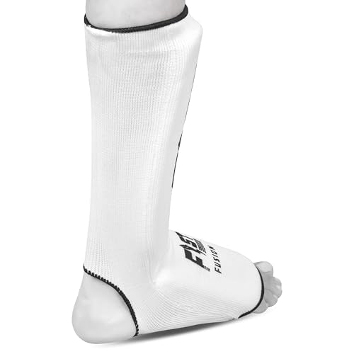 Muay Thai Shin in Step, Kickboxing MMA Boxing Training Elasticated Breathable Leg Foot Guard Socks Pair - color: White, size: Medium