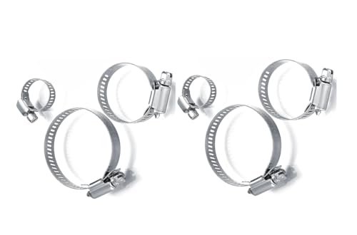 Hose Clamps Assortment 6-Pack – Zinc-Plated Steel, 2 Each: 3/4", 1-1/4", 2" – Adjustable, Durable, Rust-Proof