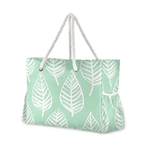 senya Large Beach Bags Totes Canvas Tote Shoulder Bag Soft Wave Water Resistant Bags for Gym Travel Daily Ocean - color: Palm Leaves