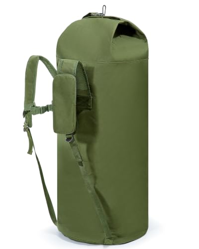 PGmoon Military Duffle Bag,110L Extra Large Army Backpack | Heavy Duty Sea Bag with Removable Pocket for Camp, Outdoor or Laundry Bag (Patent Design)