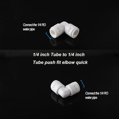 10-Pack 1/4" OD Quick Connect Fittings Kit - 5 Straight Couplers & 5 Elbows for RO Water Filter/Ice Maker
