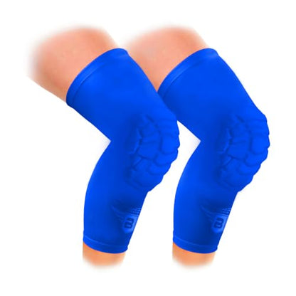 Bucwild Sports Knee Pads/Padded Compression Pro Knee Sleeves (1 Pair) Youth & Adult Sizes - Basketball Wrestling Volleyball Black White Red Blue (Black Camo, Small (Teen/Young Adult)) - color: Royal Blue, size: XS (Youth)