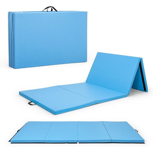 CAP Barbell All Purpose Folding Anti Tear Exercise Training Aerobic Fitness Gym & Gymnastics Balance Mat | 10' x 4' Multiple Colors and Thickness Options - color: Blue, size: 2"