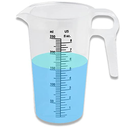 8oz (250 mL) Measuring Pitcher, Plastic, Multipurpose - Great for Chemicals, Oil, Pool and Lawn - Ounce (oz) and Milliliter (mL) Increments (1 cup)