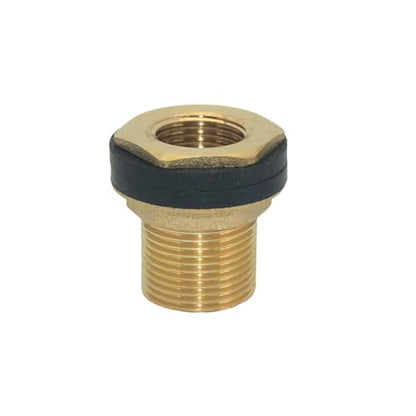 VARMHUS Solid Brass Bulkhead Fitting,2 Rubber Seal Washers, NPT Female to NPT Male Thread Water Tank Connector for Rain Barrels Aquariums (1PC 3/4" Female 1/2" Male) - size: 1PC 3/4" Female 1/2" Male