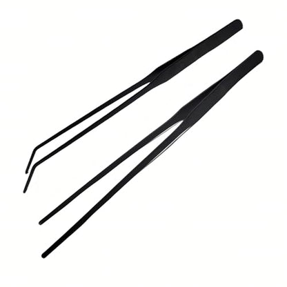2Pcs 10.5" Reptile Stainless Steel Long Tweezers Feeding Tongs, Lizards Snake Gecko and Tarantula Supplies, Terrariums Aquarium Fish Tank Tools - 10.5" Black 2Pcs