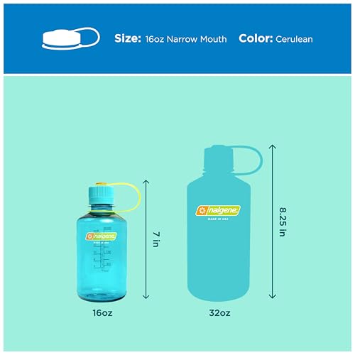Nalgene 16 oz Narrow Mouth Water Bottle, Cerulean - color: Cerulean, size: 16 Ounces