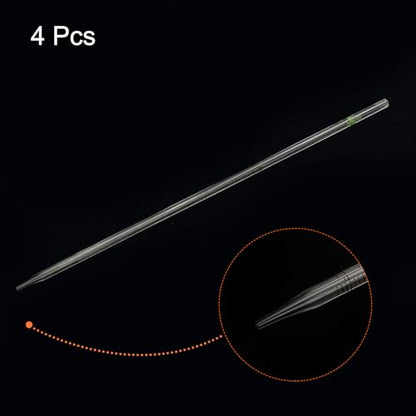 PATIKIL Graduated Dropper Pipettes 4 Pcs 0.5ml Reusable Borosilicate Glass Pipette for Transfer Liquid for Laboratory, Chemistry, Clear - size: 0.5ml