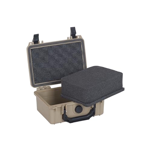 MEIJIA IP67 waterproof hard compact case,Customizable Fit Foam,8.12”x6.56”x 3.56”,Fit Use of Drones, Cameras,Equipments,lens (Desert Tan) - color: Desert Tan, size: 8.12x6.56x3.56inches