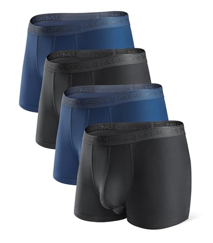 DAVID ARCHY Men's Underwear Modal Boxer Briefs Trunks Multi-Pack - color: A5, Black/Navy Blue - 3.5" in 4 Pack, size: Medium