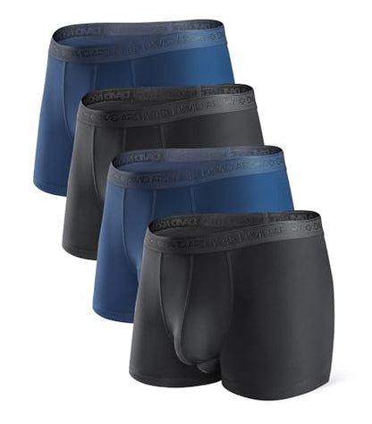 DAVID ARCHY Men's Underwear Modal Boxer Briefs Trunks Multi-Pack - color: A5, Black/Navy Blue - 3.5" in 4 Pack, size: Medium