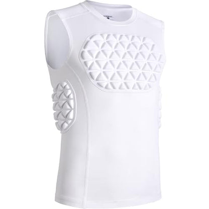 Adult Baseball Chest Rib Protector Padded Compression Shirt - color: White, size: Large