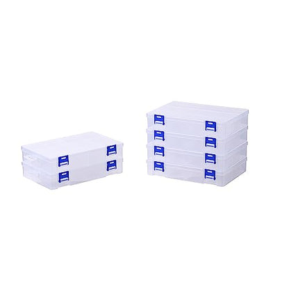 6 Pack Fixed 12 Grids Clear Plastic Storage Divider Box with Lid, Stackable Transparent Compartment Container Organizer Case for Seed Bead, Tiny Button, Small Parts, Art&Craft Supplies