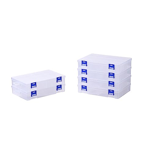 6 Pack Fixed 12 Grids Clear Plastic Storage Divider Box with Lid, Stackable Transparent Compartment Container Organizer Case for Seed Bead, Tiny Button, Small Parts, Art&Craft Supplies