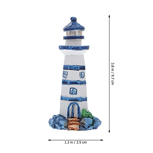 Beavorty Aquarium Lighthouse Miniature Mini Lighthouse Ornament Nautical Decoration Micro Landscape for Fish Tank Decor Ocean Sea Beach Party Blue