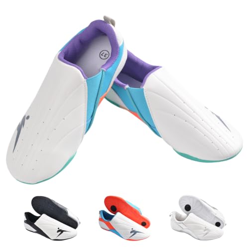 Taekwondo Karate Martial Arts Shoes, Lightweight and Breathable Boxing Shoes for Kids Youth Adult, Unisex - color: White & Green, size: 5