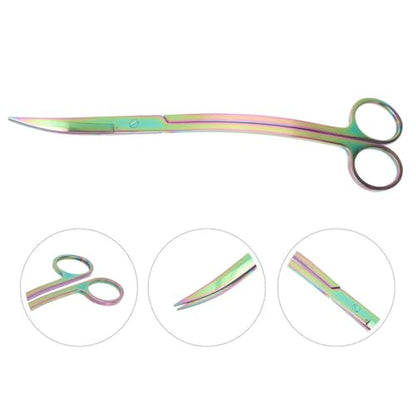 INOOMP Stainless Steel Water Plant Scissors Aquascaping Aquarium Trimming Tool with Colorful Wave Blades for Fish Tank Aquatic Plant Pruning