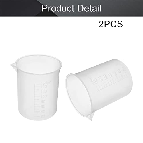 Othmro 2-Pack Measuring Cup 150ml Plastic Graduated Beaker Transparent for Lab Kitchen Liquids 2pcs - color: 150ml 2Pcs