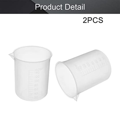 Othmro 2-Pack Measuring Cup 150ml Plastic Graduated Beaker Transparent for Lab Kitchen Liquids 2pcs - color: 150ml 2Pcs