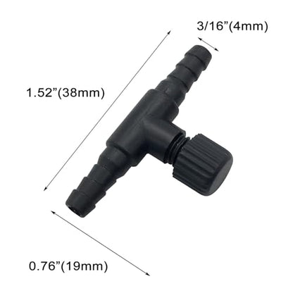 30 Pcs Aquarium Control Valves, 2-Way T Shaped Fish Tank Air Control Valve for 3/16" (4 mm) ID Air Tube(Black)
