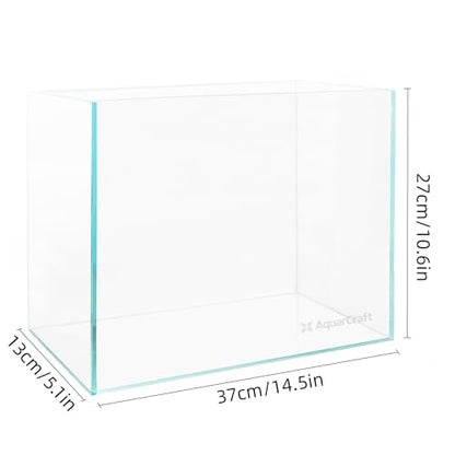 Ultra Clear Glass Fish Tank 3.5 Gallon, 5mm Thickened Rimless Aquarium Tank Low Iron, Nano Aquarium for Betta Gold Fish Shrimp，14.5”L x 5.1”W x 10.6”H - color: 3.5 Gallons, size: Nano