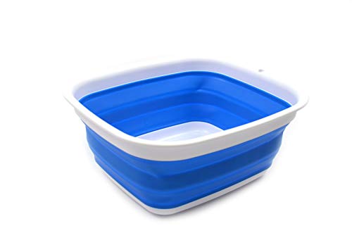 SAMMART 7.7L (2 Gallon) Collapsible Tub - Foldable Dish Tub - Portable Washing Basin - Space Saving Plastic Washtub (Blue, S) - color: Blue, size: Small
