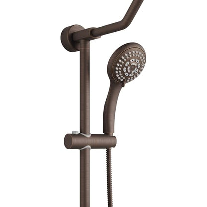 PULSE ShowerSpas Kauai III Oil-Rubbed Bronze Rain Shower Head with Handheld Spray - 1.8 GPM, 8" Showerhead, 5-Function HandShower, Adjustable Slide Bar - Shower Heads with Handheld Spray Combo - size: 1.8 Gallon Per Minute, style: Oil-Rubbed Bronze