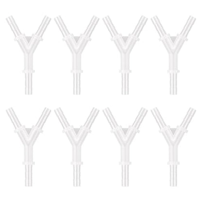 Pawfly 8 Pcs Aquarium Airline Tubing Connectors, 3/16" Airline Y Connector Splitter for Air Pump Tubing, 3 Way Hose Connectors, Plastic Barbed Hose Fittings for Fish Tank