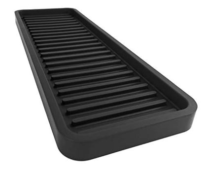 Silicone Sink and Surface Organizer Tray, Sponge Holder, Vanity Tray, Heat Safe, Dishwasher Safe, for Bathroom and Kitchen Organization (Black, 12"x4")