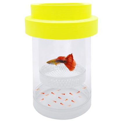Floating Fish Breeding Isolation Box for Aquarium Tank Plastic Mesh Hatchery Incubator Breeder Box for Baby Fish Betta Shrimp Clownfish Guppy (Yellow, Medium) - color: Yellow