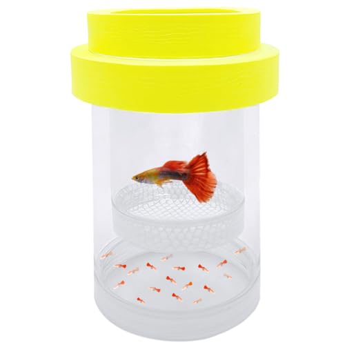 Floating Fish Breeding Isolation Box for Aquarium Tank Plastic Mesh Hatchery Incubator Breeder Box for Baby Fish Betta Shrimp Clownfish Guppy (Yellow, Medium) - color: Yellow