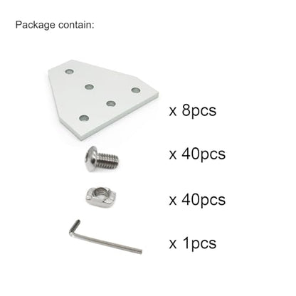 8 Sets 1010 Aluminum Extrusion T Slot Corner Bracket 10 25 Series Extruded Hardware T Shape Joint Plate with Nut Bolt for 10/10 1 Inch Black Aluminum Profile Connector Accessories - style: 8 sets T shape bracket with m5