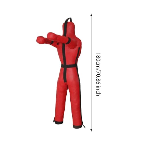 harayaa Boxing Dummy Martial Arts Training Wrestling Dummy Punching Dummy Canvas Cover Unfilled Suitable for Adults Grappling Practice Home Gym Fitness Dojo - color: 180cm Red