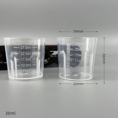 GSHLLO 10 Pcs 30ml Clear Liquid Measuring Cups Small Plastic Graduated Beakers Epoxy Resin Mixing Cups Kitchen Cooking Beaker Cups Transparent Lab Measure Tools for Science Experiment