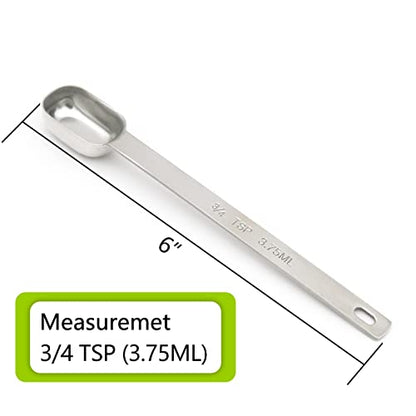 3PCS 3/4tsp (1/4tbsp, 3.75ml) Single Measuring Spoon, Stainless Steel Long Handle Individual Teaspoons Only - size: 3/4tsp|1/4tbsp|3.75ml|1/8oz