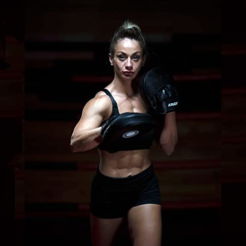 Kruzak Plain Punching Focus Mitts, Curved Hook and Jab Mitts for Muay Thai, MMA Training, Focus Pads for Boxing, Martial Arts, and Punching Target - color: Black