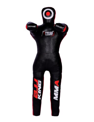 Wrestling Dummy Grappling Dummies - BJJ Dummy Judo Karate Jiu Jitsu Practice Dummy - Un-Filled (Black Leather, 6ft / 72 inches)