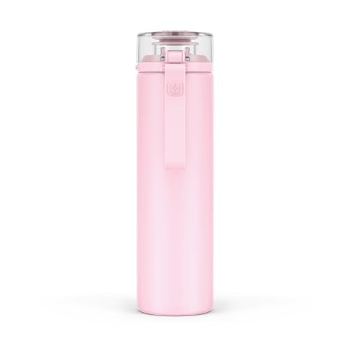 Ello Syndicate 20oz Glass Water Bottle with Flip Lid and Sleeve, Cashmere - color: Cashmere Pink, size: 20 Ounces