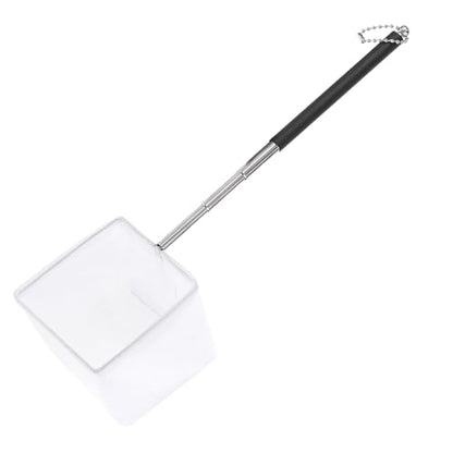 Aquarium Fish Net 3 Inch with Extendable Stainless Steel Handle Square Soft Fine Mesh Shrimp Net for Fish Tank, Stream, Pond