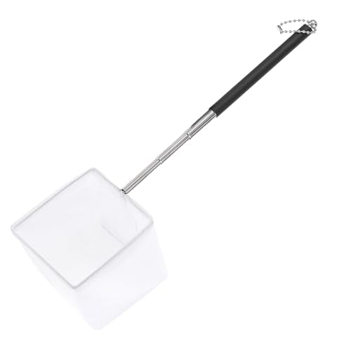 Aquarium Fish Net 3 Inch with Extendable Stainless Steel Handle Square Soft Fine Mesh Shrimp Net for Fish Tank, Stream, Pond