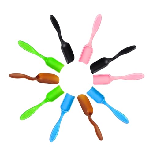 10pcs Bonsai Soil Scoops,Colorful Small Gardening Tools, Plastic Garden Soil Scoops,Suitable for Small Mini Potting Scoop for Plant Flower Succulent,or Milk Powder (Five colors)
