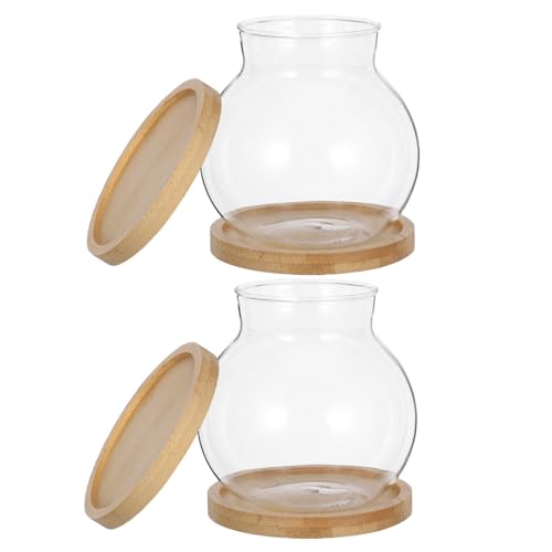 BESTYASH 2Set Hydroponic Glass Vases with Mat Desktop Plant Propagation Station for Fish Tank Plants Stylish Tabletop Fish Bowls for Home Office Decor and Plant Lovers