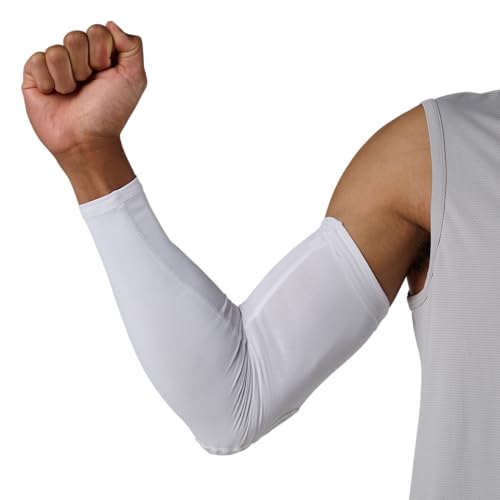McDavid HEX Shooter Arm Sleeve Single Padded Compression Sleeve Basketball Football Sports Protection - color: Viz White, size: Large