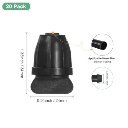 M METERXITY 20-Pack Drip Irrigation Barbed Locking Fittings, 3/8 Inch End Caps Tubing Connector Plastic Coupling for Greenhouse/Aquarium/Garden Watering System, Drip Irrigation Parts