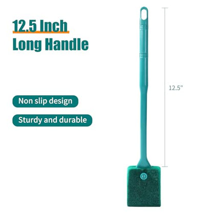 AQUANEAT Fish Tank Cleaning Tools, Aquarium Double Sided Sponge Brush, Algae Scraper Cleaner with Long Handle - color: green, size: 1pc