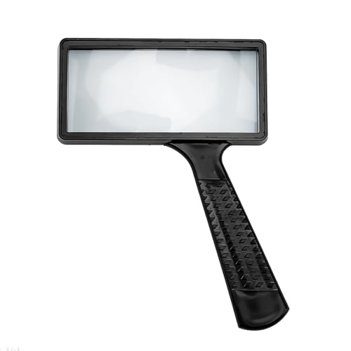 10X Magnifying Glass Rectangle Reading Magnifier, Handheld Magnifying, Large Horizontal Viewing Area, Glasses Scratch Resistant Glass Lens for Observation Hobbies Nature Exploration Repair