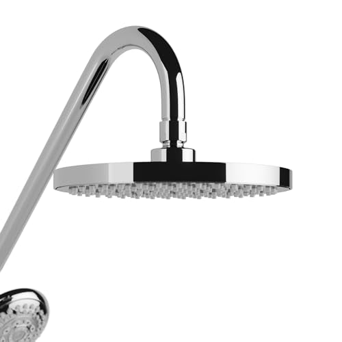 PULSE ShowerSpas Kauai III Polished Chrome Rain Shower Head with Handheld Spray - 2.5 GPM, 8" Showerhead, 5-Function HandShower, Adjustable Slide Bar - Shower Heads with Handheld Spray Combo - size: 2.5 Gallon Per Minute, style: Polished Chrome