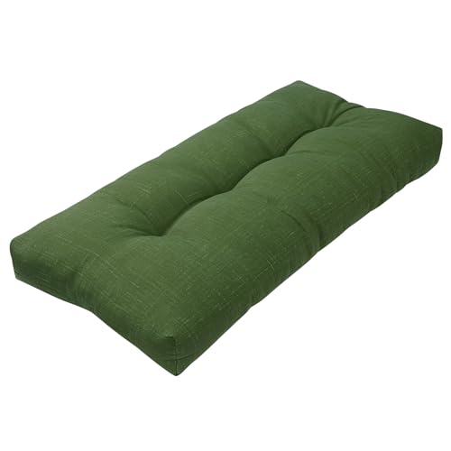 FUNHOME Indoor Outdoor Bench Cushion 45 x 18 Inch, Non-Slip Water Resistant Long Seat Pads, Tufted Loveseat Cushion for Patio Garden Furniture, Swing, Settee, Window, Wicker, Front Porch(Moss Green) - color: Moss Green, size: 45x18x5 Inch