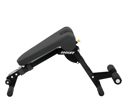 HOIST Fitness Dual Adjustable Decline Ab & Back Workout Bench w/ 11 Positions and Fast, Space-Saving Folding Design.