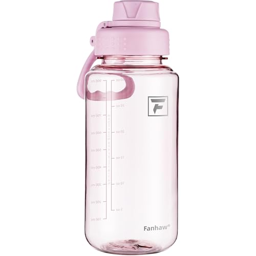 Fanhaw 32 oz Clear BPA-Free Tritan Water Bottle with Fast-Flow Spout Lid, BPA-Free & Leak-Proof Wide-Mouth Reusable Bottle for Gym, School & Office, Back to School Essentials (Cherry Blossom) - color: Cherry Blossom, style: 1 Pack